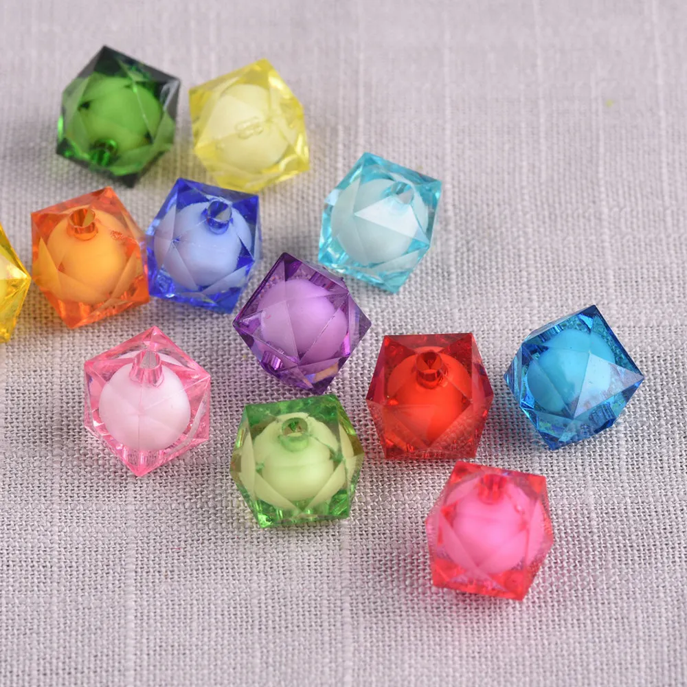 8mm 10mm 12mm Cube Octagon Colorful Acrylic Plastic Loose Beads Wholesale Lot Crafts Findings for DIY Jewelry Making 50pcs