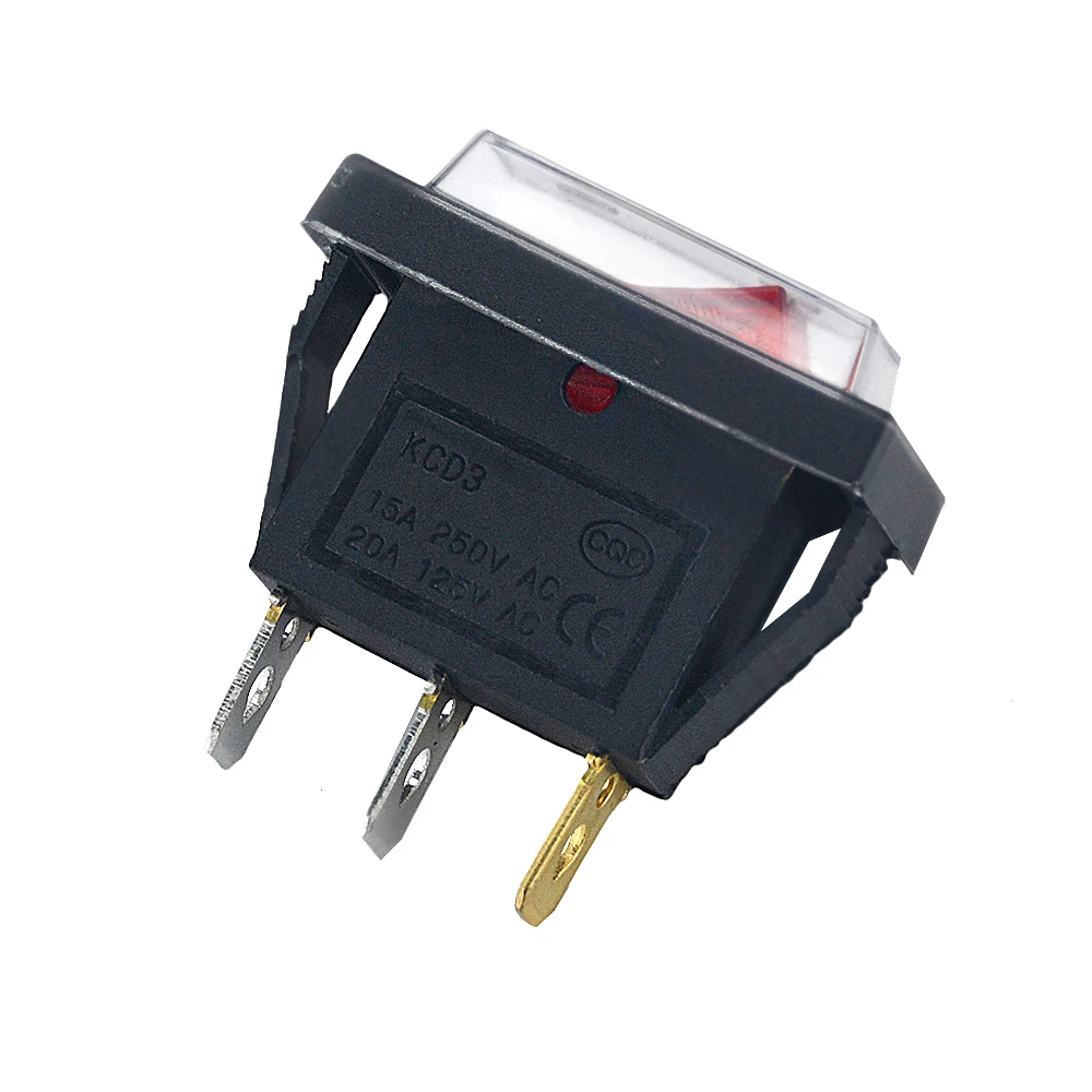 1PCS KCD3 Rocker Switch ON-OFF 2 Position Electrical equipment With Light Power Switch 16A 250VAC/ 20A 125VAC 30*13.5mm