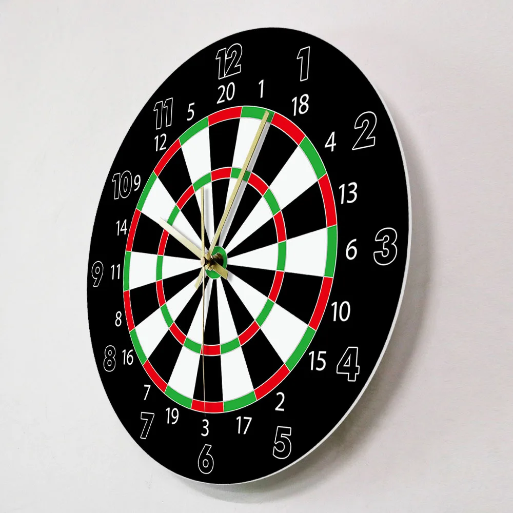 Modern Design Darts Board Printed Wall Clock Bar Darts Game Night Club Game Room Decoration Arrow Target Aim Game Bullseye Watch