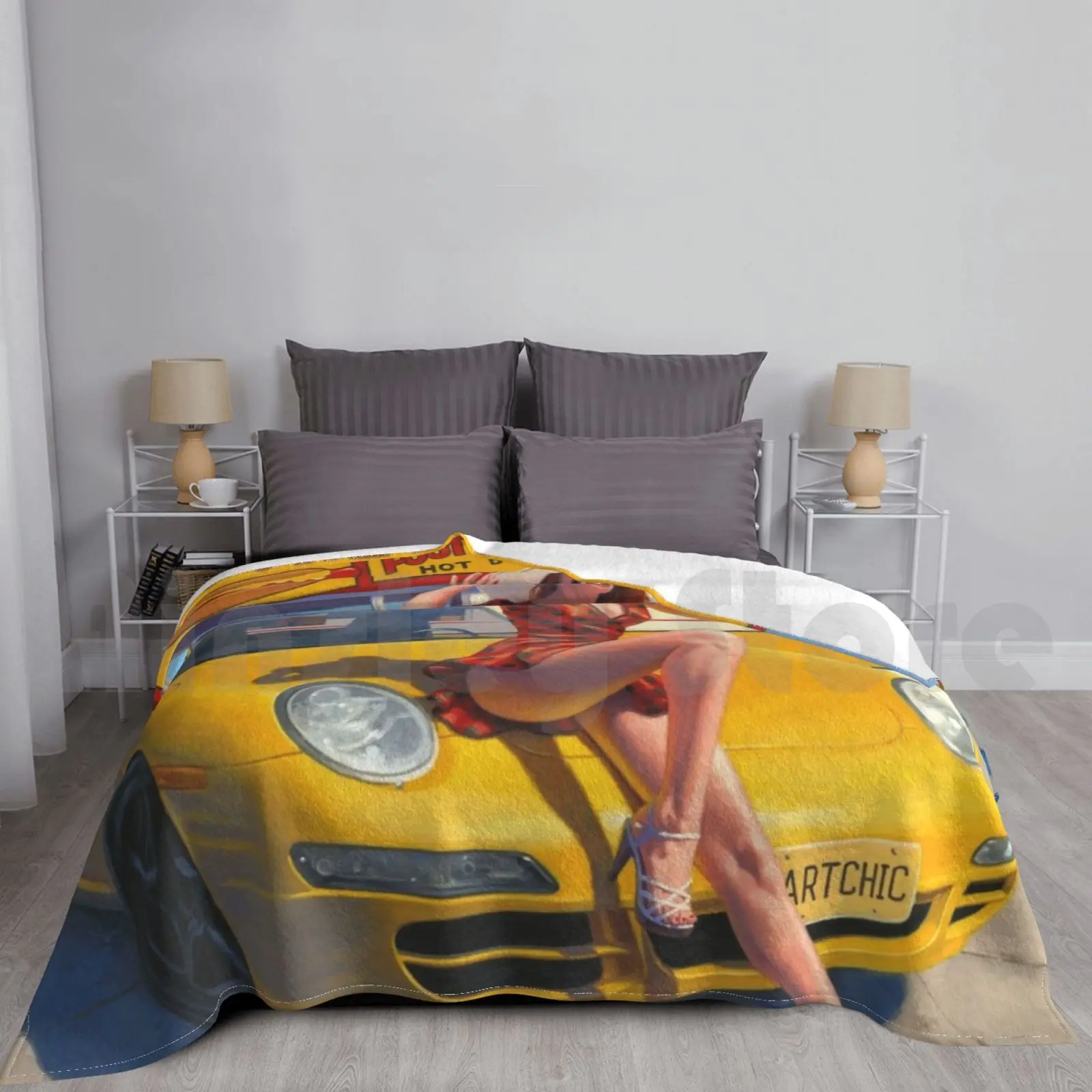 Coney Island Footlong Manta Moda Personalizada Pinup Girls Sexy Mujer Amarillo Coney Island Nueva York Greg