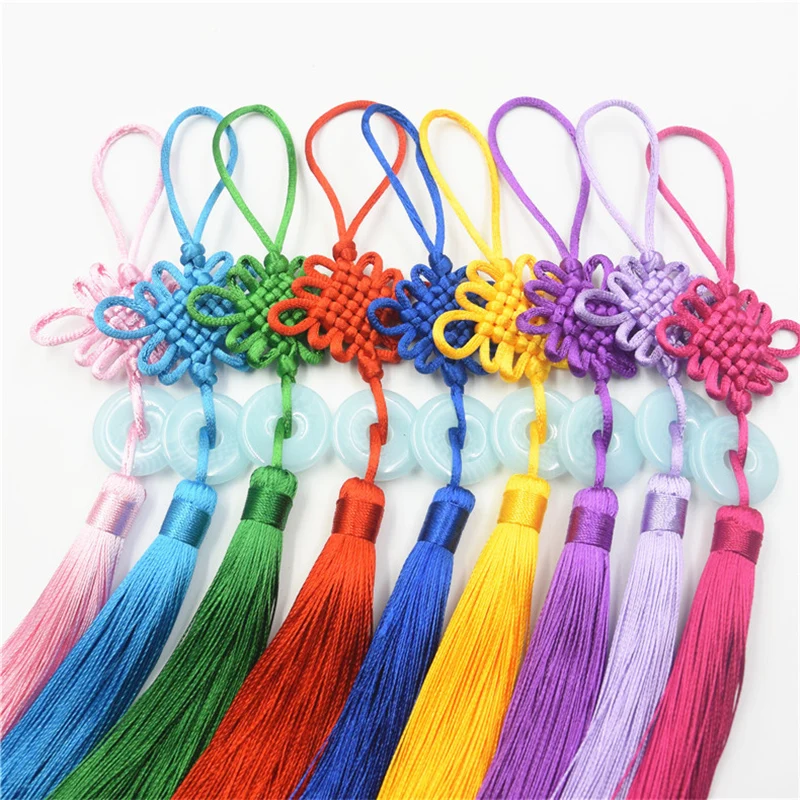 5Pcs Retro Chinese Knot Imitation Jade Tassels Fringe DIY Craft Knit Trim Jewelry Sachet Curtain Car Hang Gift Decor Accessories