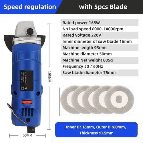 75mm Elektrische Haakse Slijpmachine Polijstmachine 220V 125W Hoge Snelheid 12000RPM Slijptool met Slijpschijven voor Metaal Hout