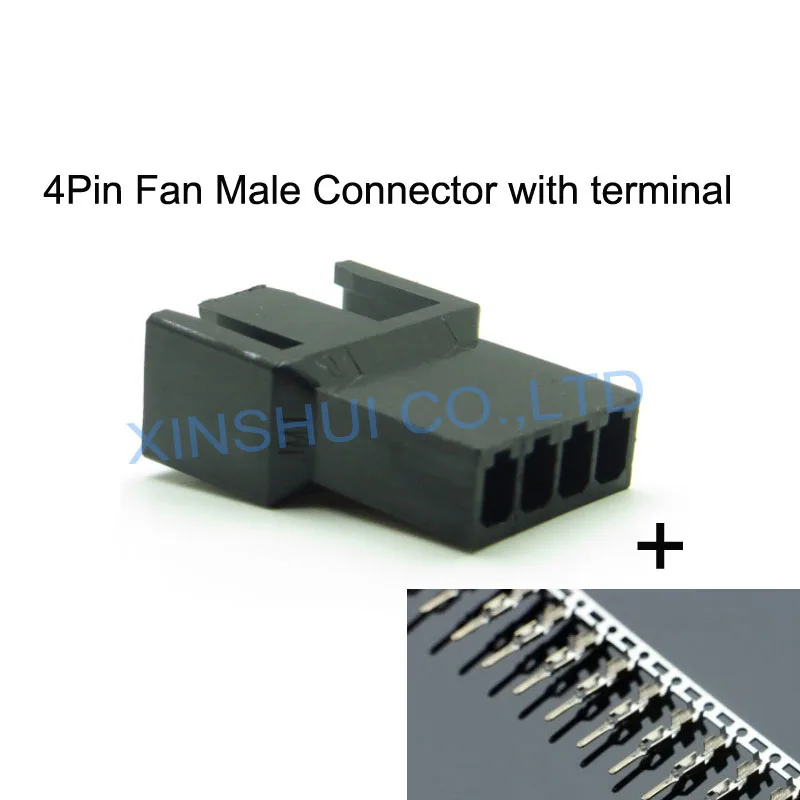 High quality Black Molex 2540 3+1 Pin 4Pin Black White Fan Male PWM Power shell Connector Housing For Male Terminal Crimp pins