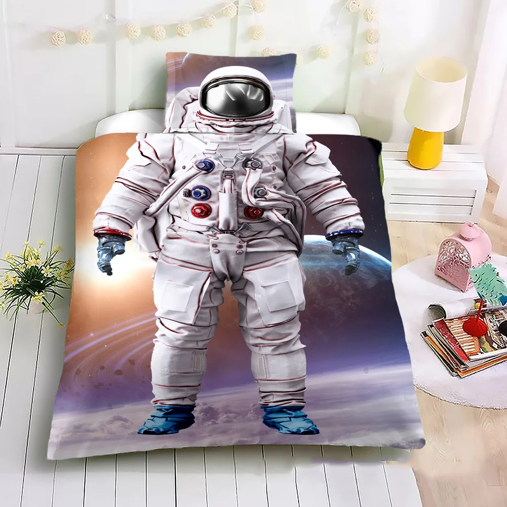 Kids Bedding Set Firemen Firefighter 3d Print Soft Microfiber Boys Quilt Cover Astronaut Children Duvet Cover 150 Bed Set 2Piece