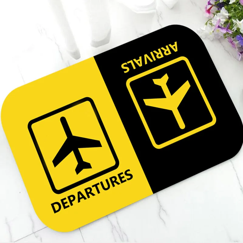 Funny Arrivals and Departures Welcome Doormat Rug Carpet for Bathrooom Kitchen Novelty Airplane Floor Entrance Mat Home Decor