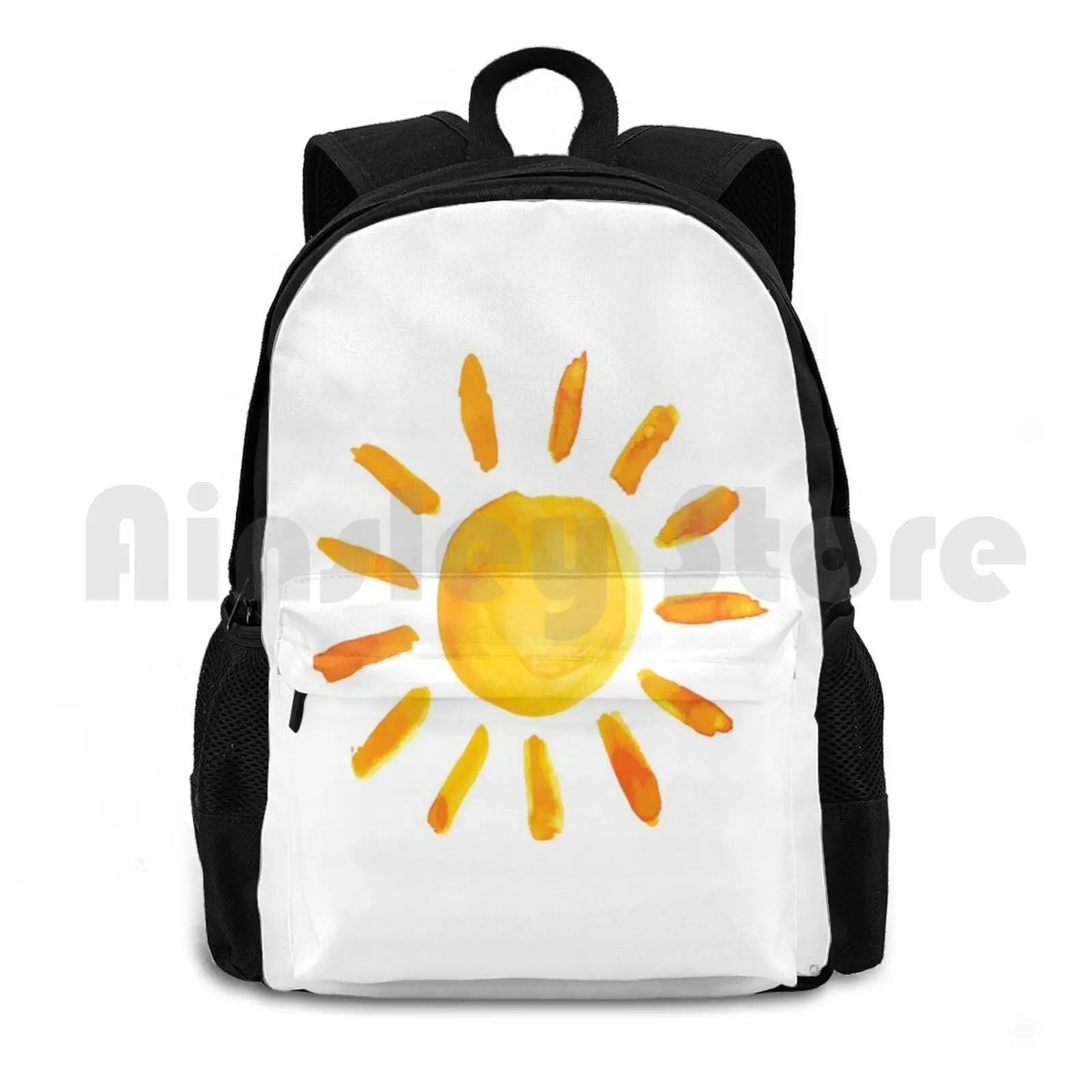 

Brushed Watercolor Painted Sun Outdoor Hiking Backpack Riding Climbing Sports Bag Beach Elephant Elephants Mandala Sunflowers