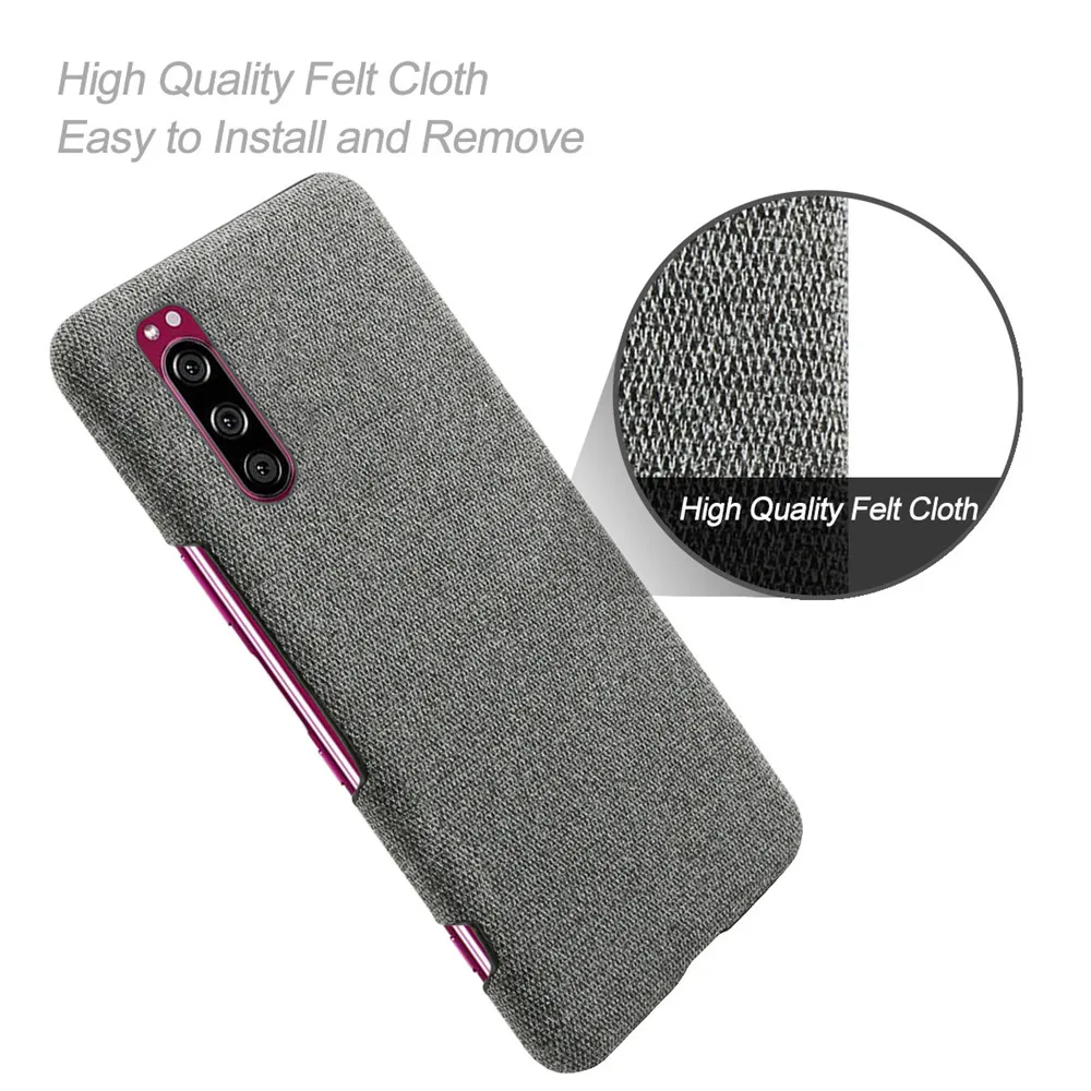 Luxury Febric Cloth Case For Sony Xperia 5 Case Slim Retro Cloth Hard Phone Cover For Sony Xperia 5 Xperia5 J8210, J8270, J9210