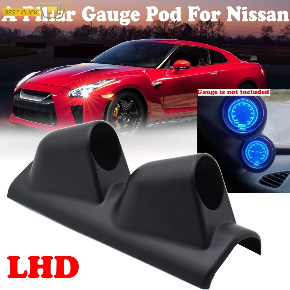 52mm A Pillar Double Hole Gauge Pod Turbo Boost Water Oil Fuel Air Temp For Nissan 180SX 200SX 240SX S13 S14 Skyline GT-R Sentra