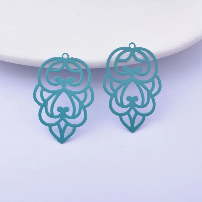 30 Stück AC12445 30*20mm Messing Bemalte Blumen-Ausstanzanhänger DIY Schmuck Ohrring-Zubehör – Detail 4