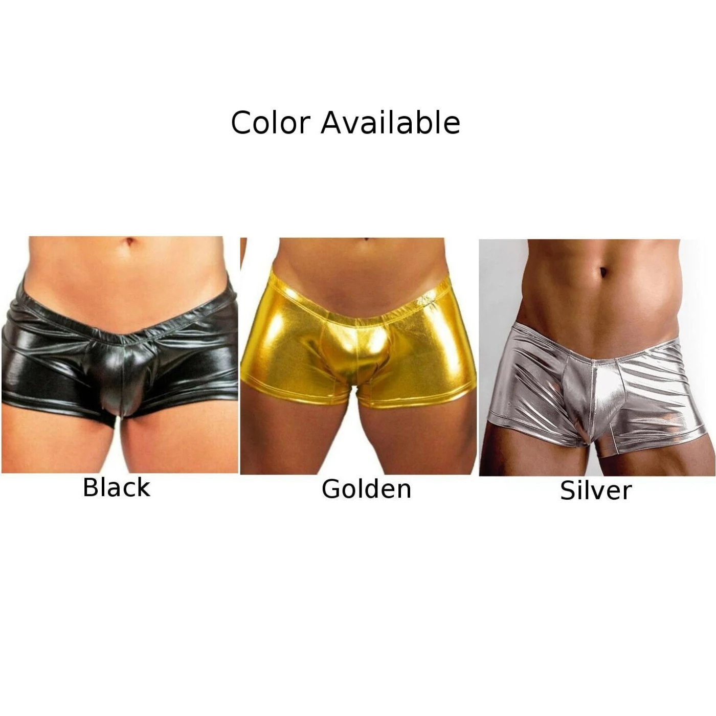 Sexy Gay Men Underwear Briefs Trunk Metal  Tight Bandage Leather Underpant Clubwear Males Lingerie Panties Шорты