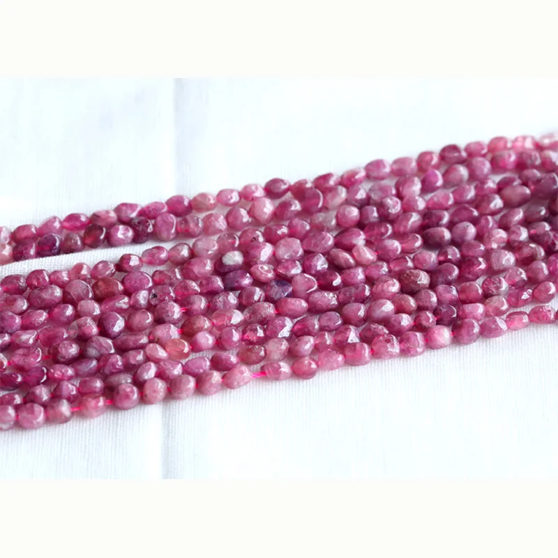 2 strands Discount High Quality Natural Genuine Pink Tourmaline Nugget Loose Beads Free Form 5-6mm Fit Jewelry