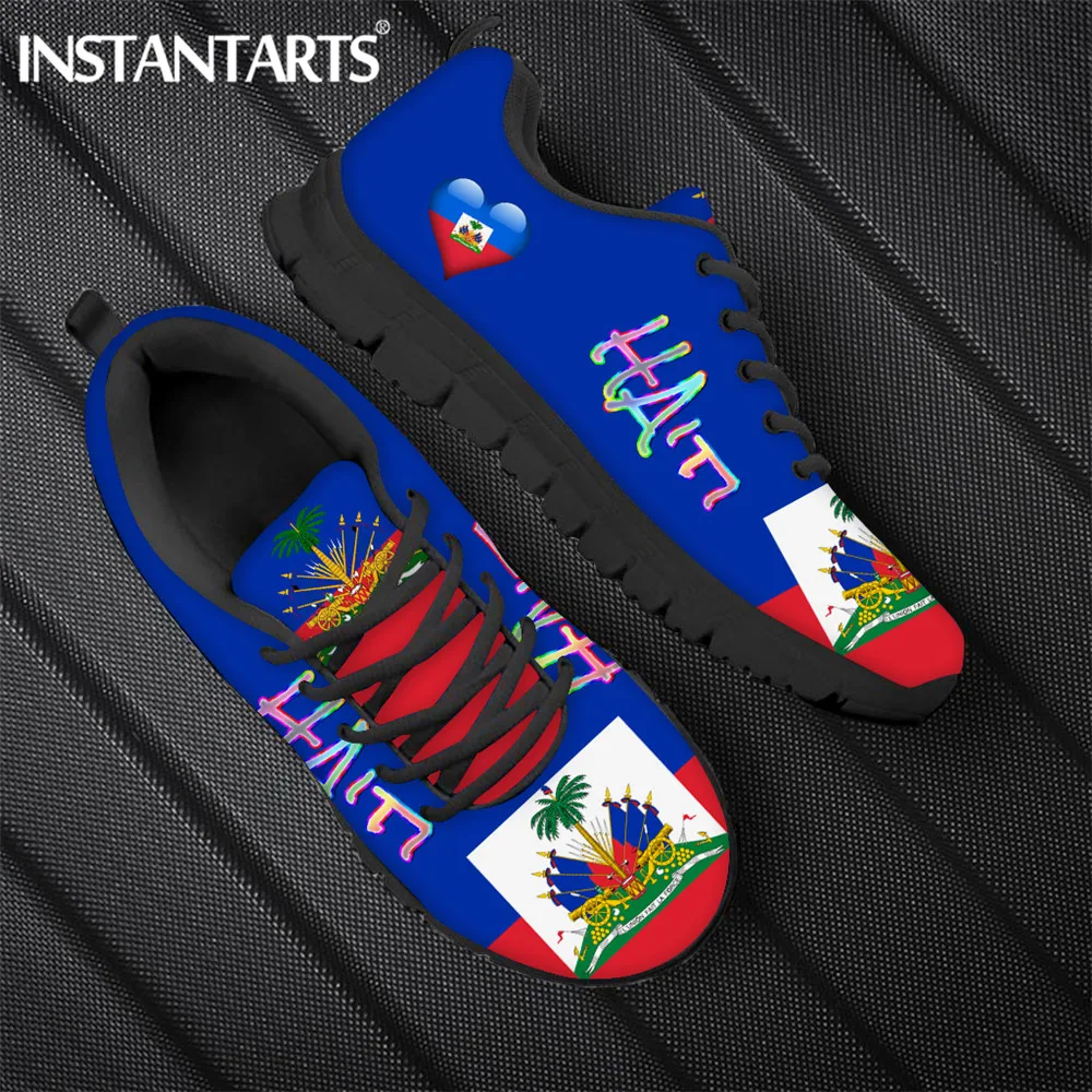 INSTANTARTS Hot Haiti Flag Brand Design Casaul Men Sneaker Breathable Mesh Flats Shoes Mens Lace Up Footwear Zapatillas Hombre