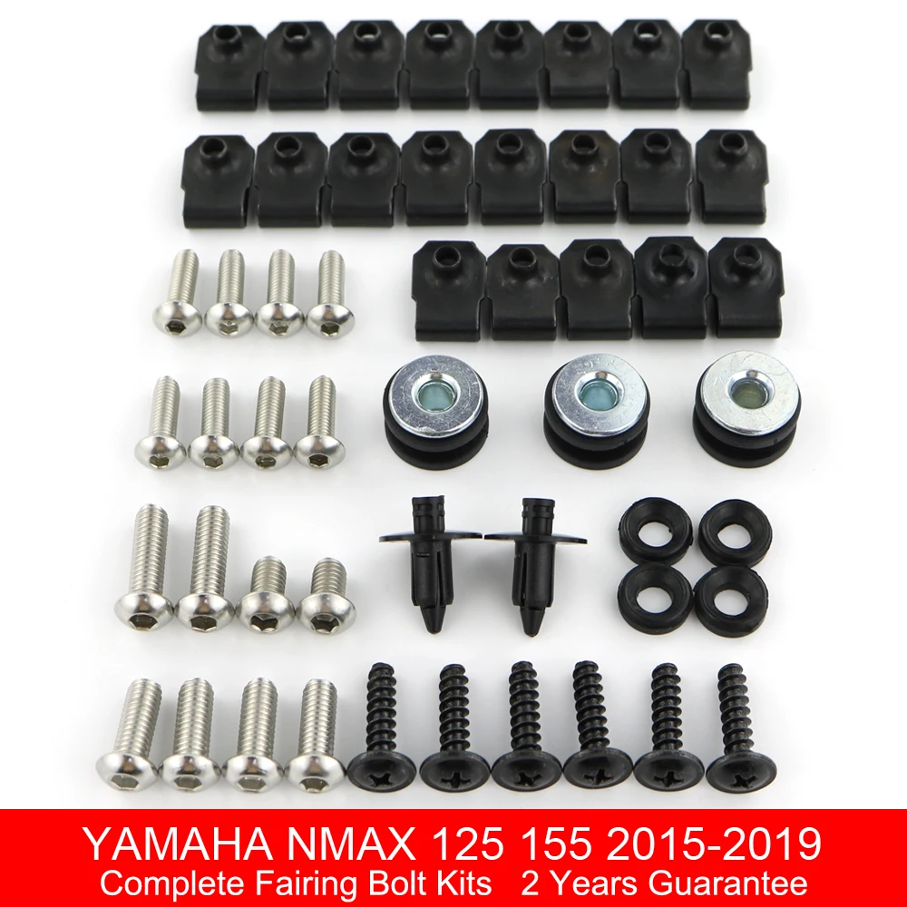 Fit For Yamaha NMAX 125 155 2015 2016 2017 2018 2019 Complete Cowling Bolts Kit Screws Clips Nuts Stainless Steel