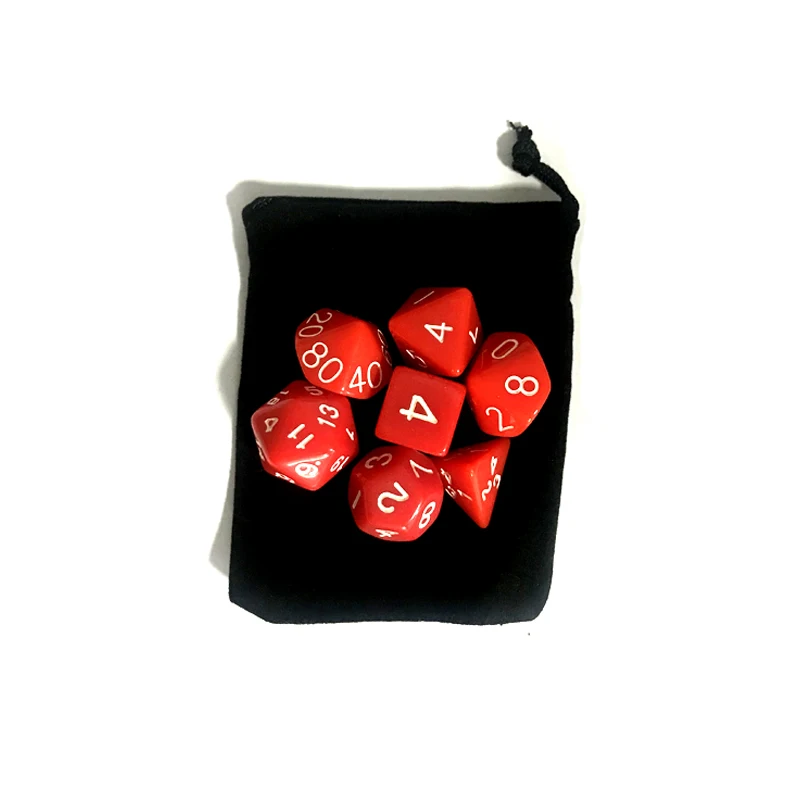 7pc/lot Dice Set with Velvet Dice Bag D4,D6,D8,D10,D10%,D12,D20 Colorful Accessories for Board Game,DnD, RPG ZXH