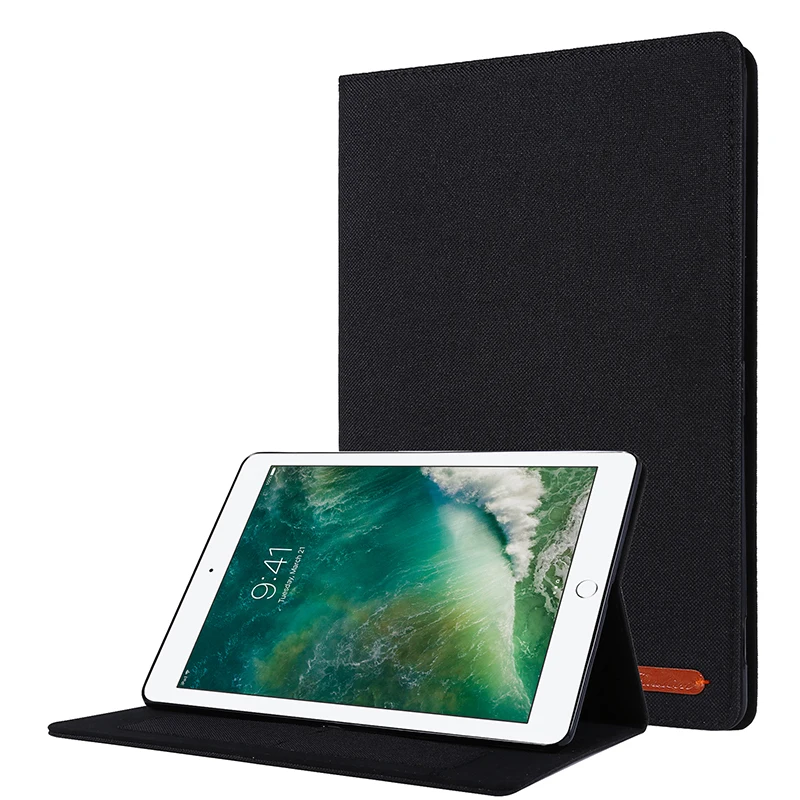 Folio dobrável algodão fabirc couro casos com slot para carteira para ipad 10.2 2019 gen 7th 10.2 2021 2020 smart cover + stylus