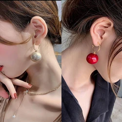Korean Geometric Big Pearl Earrings 2022 Trend For Women Girls Simple Elegant Hanging Earring Female Wedding Party Jewelry New