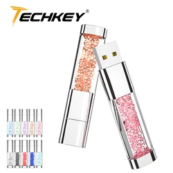 신제품 TECHKEY Usb 플래시 드라이브 크리스탈 다이아몬드 펜드라이브, 32gb 64gb 128GB, 8GB 16GB, 스페셜 선물용