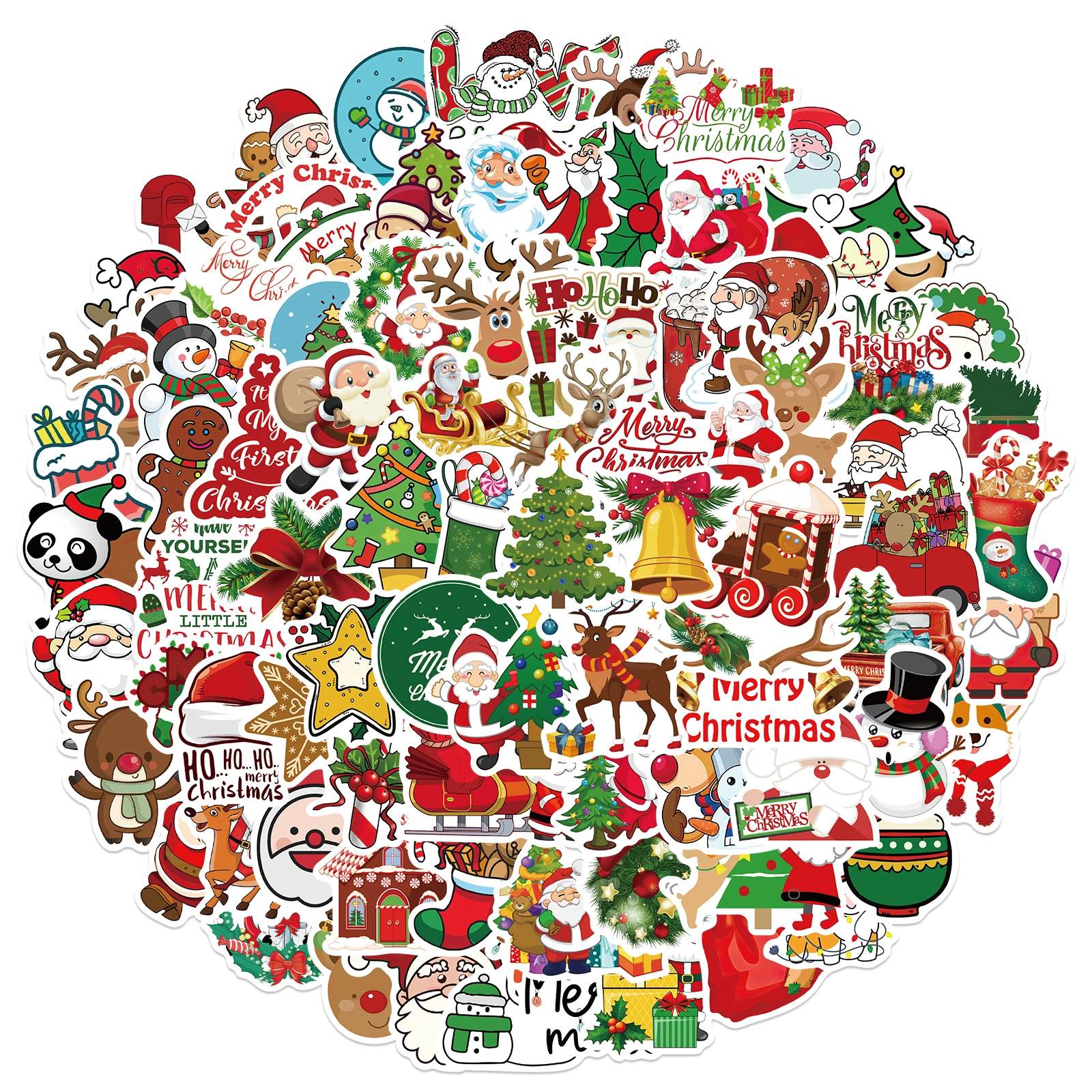 

50/100pcs New Year Merry Christmas Stickers Deer Santa Claus Snowman Children Gift Decal DIY for Skateboard Luggage Suitcase