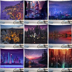 City Night Scene Printed Large Wall Tapestry Cyberpunks Hippie Wall Hanging Bohemian Wall Tapestries Mandala Wall Art Decor