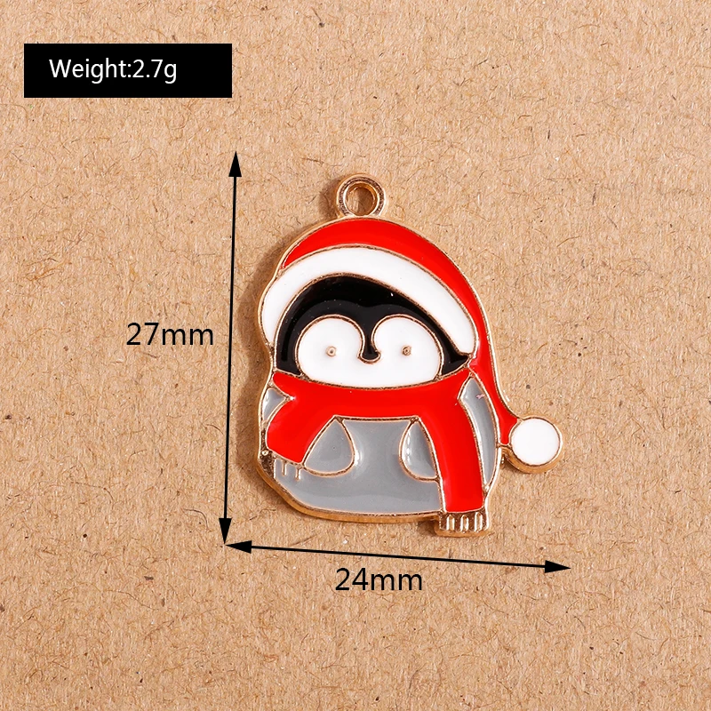 10 Stück Mix süße Emaille-Weihnachtsanhänger für die Schmuckherstellung, Weihnachtsbaum, Hirschglocke, Charms-Anhänger für Halsketten, Ohrringe, Geschenke – Detail 12