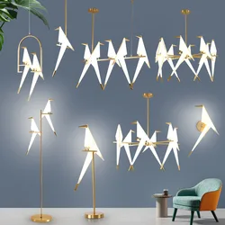 Plafonnier LED origami en papier motif oiseaux, luminaire décoratif d'intérieur, idéal pour un salon, une salle à manger, un restaurant ou une chambre d'enfant