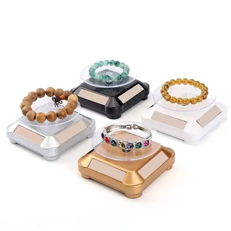 360 Degree Turntable Solar Rotating Display Stand For Jewelry Spinner Watch Collection Shelf Exhibition Display