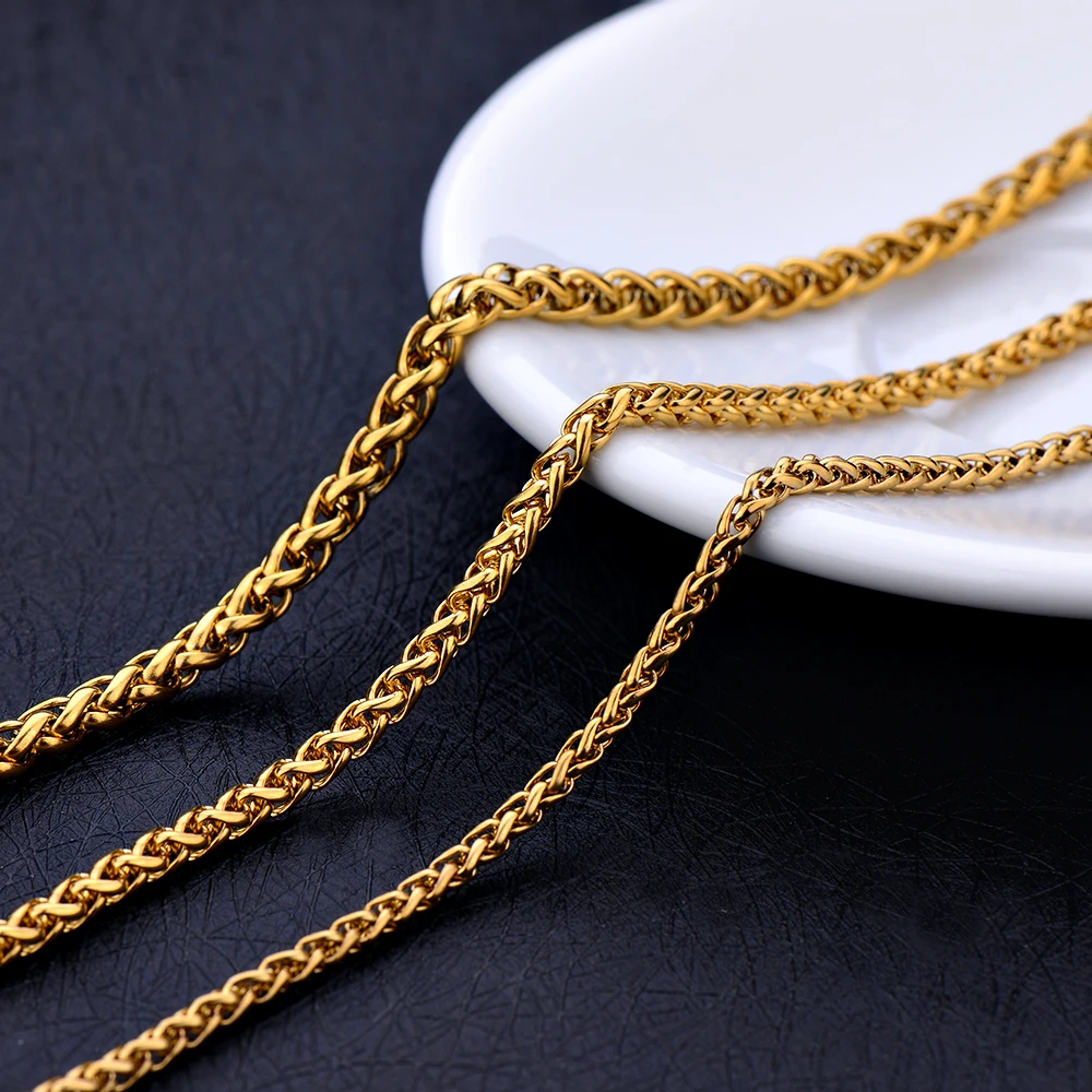 Wholesale 5MM Stainless Steel Golden Keel Chain Necklace Fashion Man Link Necklace Hip Hop Rock Style Length 50/55/60/70cm