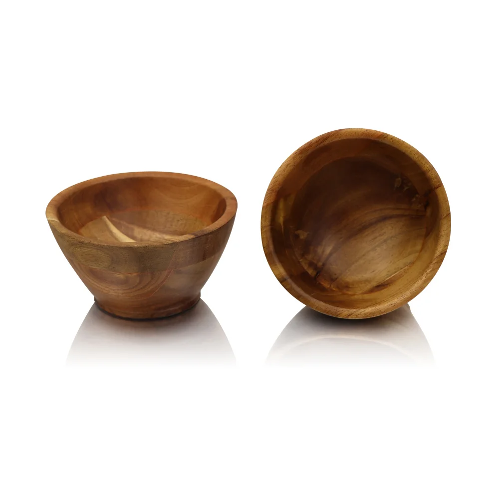 Jaswehome Natural Wooden Bowl Noodle Rice Soup Dessert Bowls Food Container Wooden Utensils Small Acacia Wood Sauce Bowls