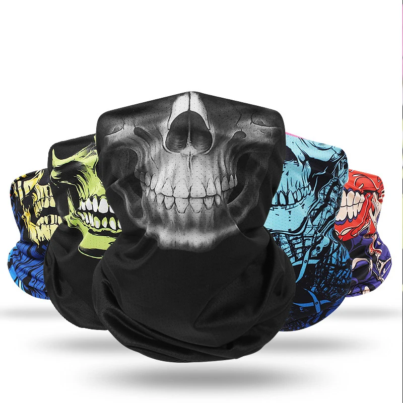 Ski Balaclava Bandana 3D Seamless Skull Neck Warmer Breathable Tube Scarf Outdoor Ring Cycling Motorcycle Half Face Cover