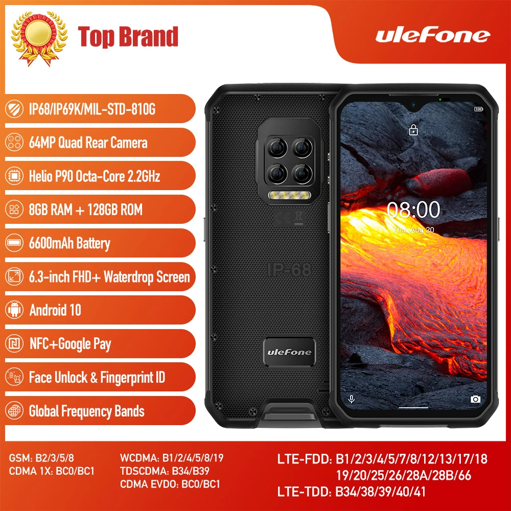 Imagem -02 - Ulefone Armor 9e Android 10 Telefone Robusto Helio P90 Octa-core 8gb Mais 128gb 2.4g Mais 5g Wifi Mobiliário 6600mah 64mp Câmera Nfc Smartphone