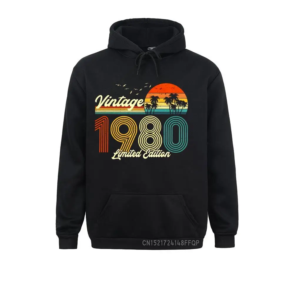 Vintage 1980 Limited Edition Sweatshirt Men Graphic Warm 40 Years Old 40th Birthday Gift Pullover Cozy Hoodie Clothing