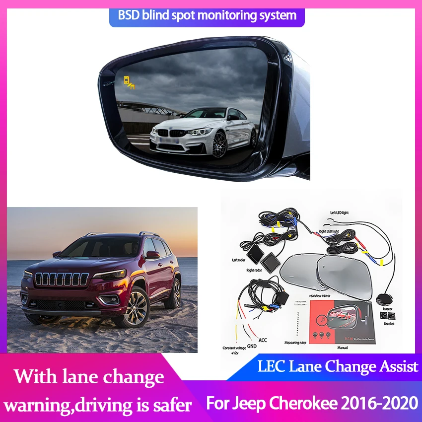 

Car BSD System BSA BSM Blind Spot Detection Driving Warning Safety Radar Alert Mirror For Jeep Cherokee 2016-2020