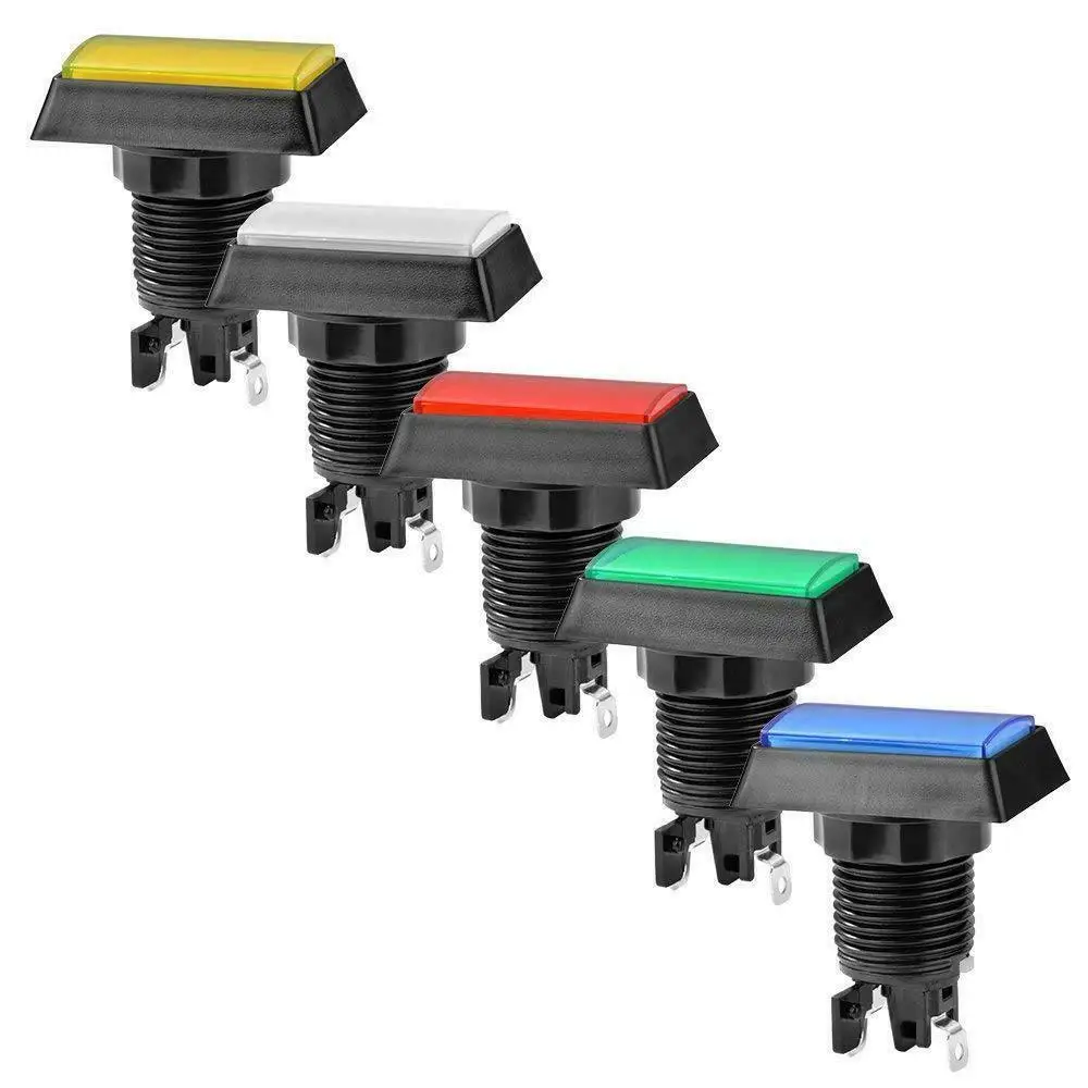 30*50mm Arcade Game Rectangular Push Buttons 12V Illuminated LED Light Lamp With Microswitch For Arcade Game Machine Accessories