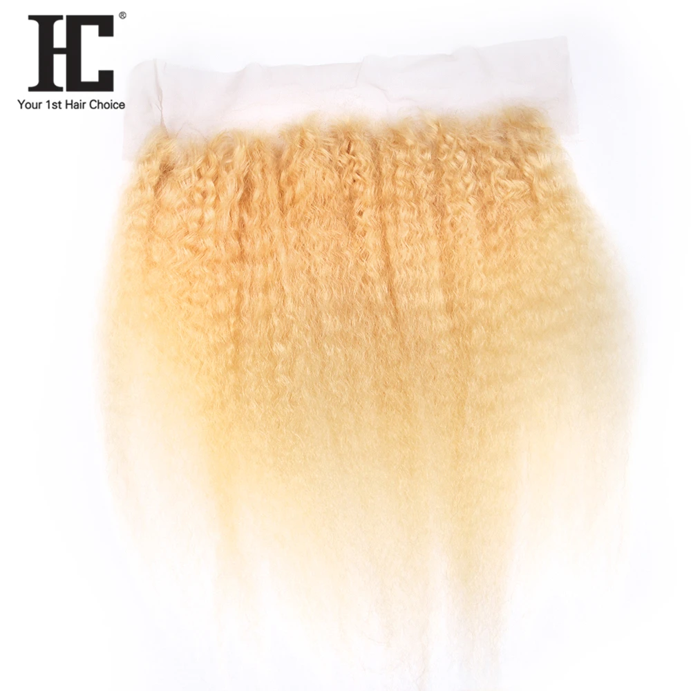 Kinky Straight 613 Blonde 3 Bundles With Frontal Human Hair Lace Frontal Closure With Bundles Brazilian Remy Human Hair Weave HC