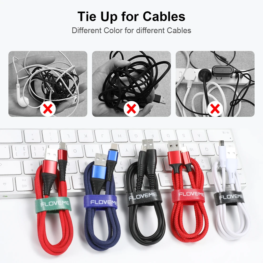 FLOVEME Organizer na kable USB przewód nawijarka do drutu uchwyt słuchawkowy przewód myszy klip Protector kabel do ładowania telefonu kable