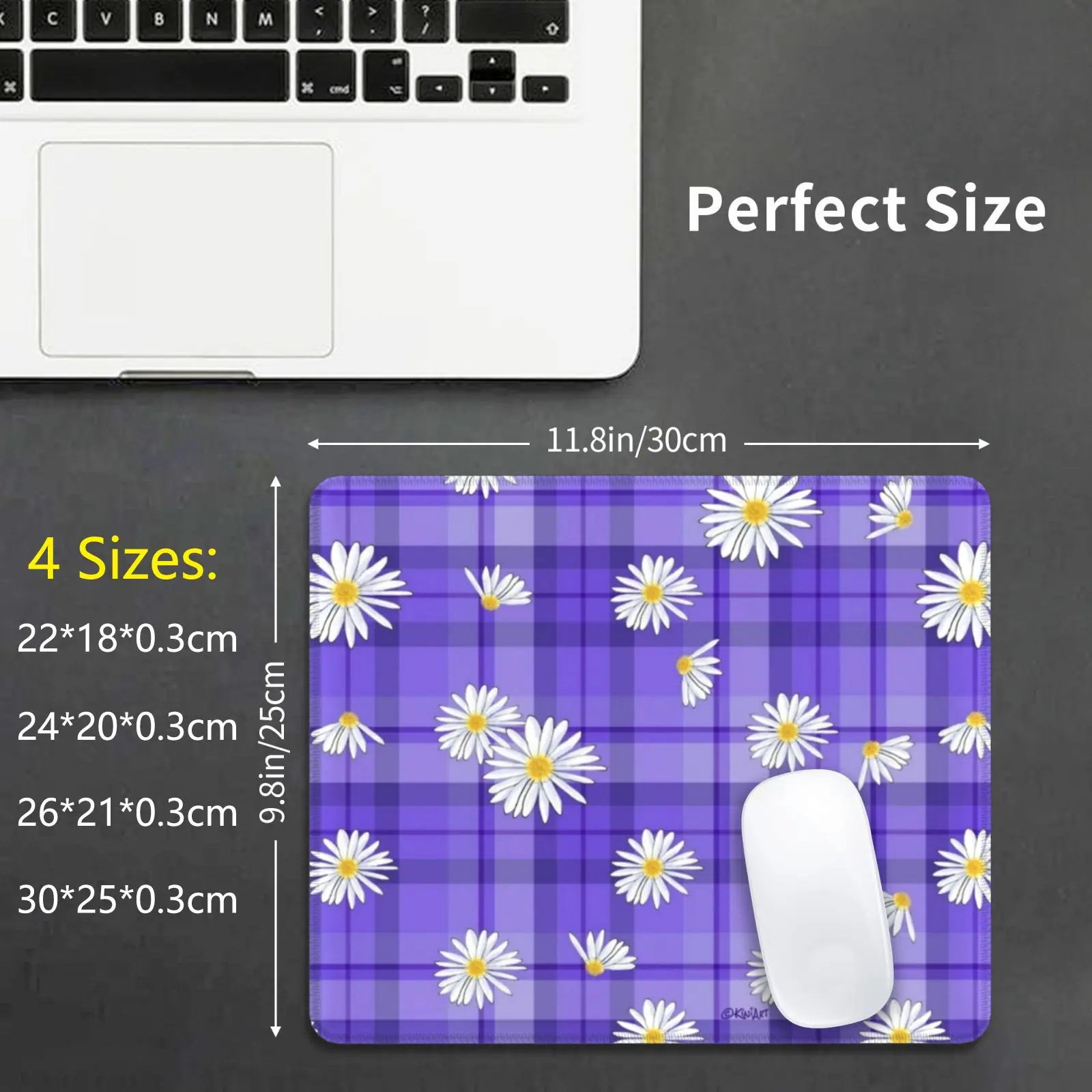 Purple Daisy Craze Mouse Pad 1377 Purple Blue Daisy Daisies Flower Floral Flowers Kiniart