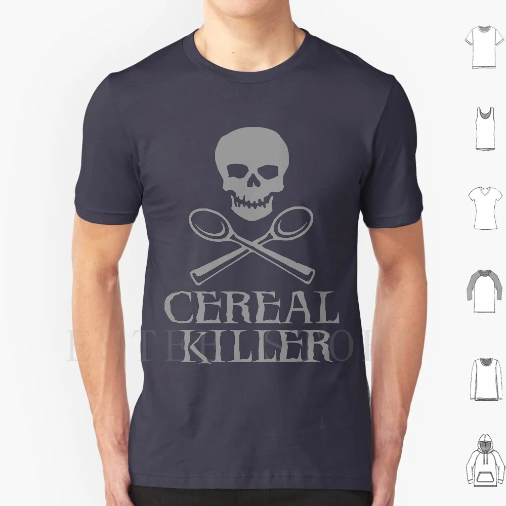 Cereal Killer T Shirt Cotton Men DIY Print Cereal Killer Serial Spoon Skull Jolly Roger Cross Humor Funny