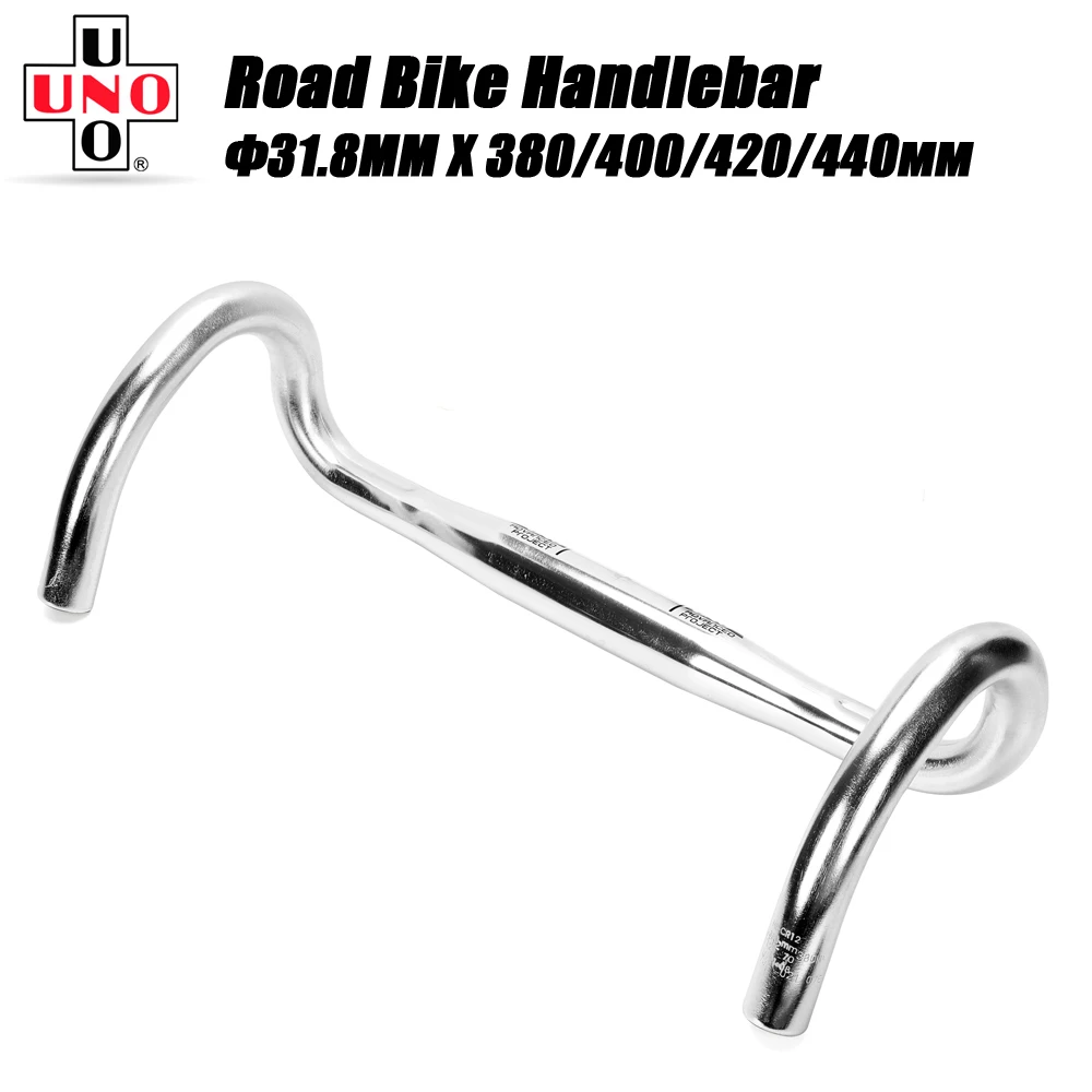 UNO Ultralight Aluminum Alloy Road Bike Handlebar Racing Bicycle Drop Bar 31.8mm 380/400/420mm Silver Bent Bar Bike Parts