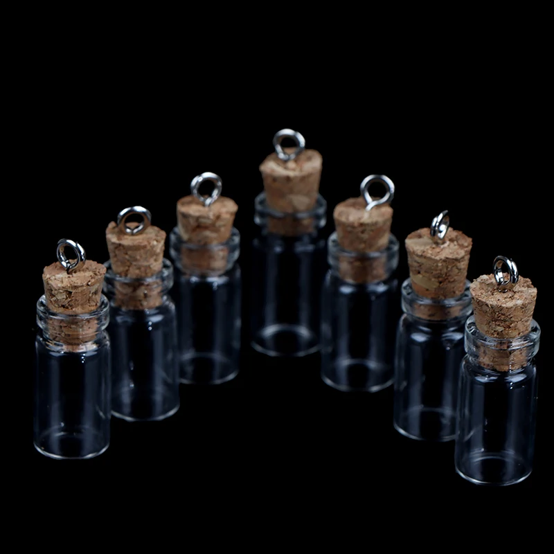 10Pcs/lot Mini Glass Bottles Multi Usage Cork Stopper Wish Glass Small Vials Cork Clear Glass Jars