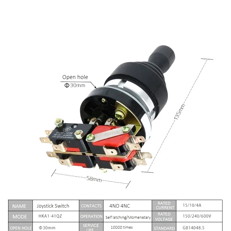 Industrial Joystick Switch 30mm 4Position Rocker Switch Momentary Spring Return Switch Cross Rocker Controller Switch