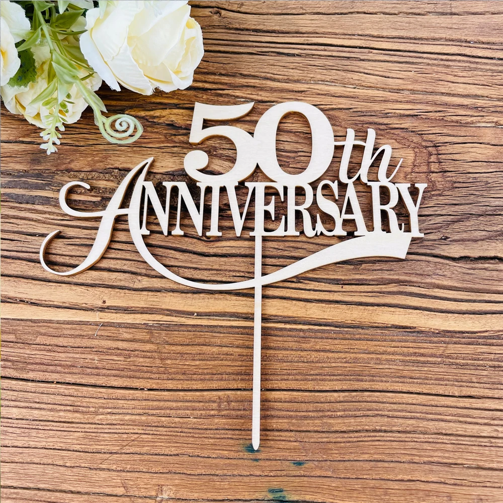 Happy 30 40 50 60 70 80 Anniversary Cake Topper Acrylic Wedding Anniversary Party Gold  Supplies Birthday Party Decoration