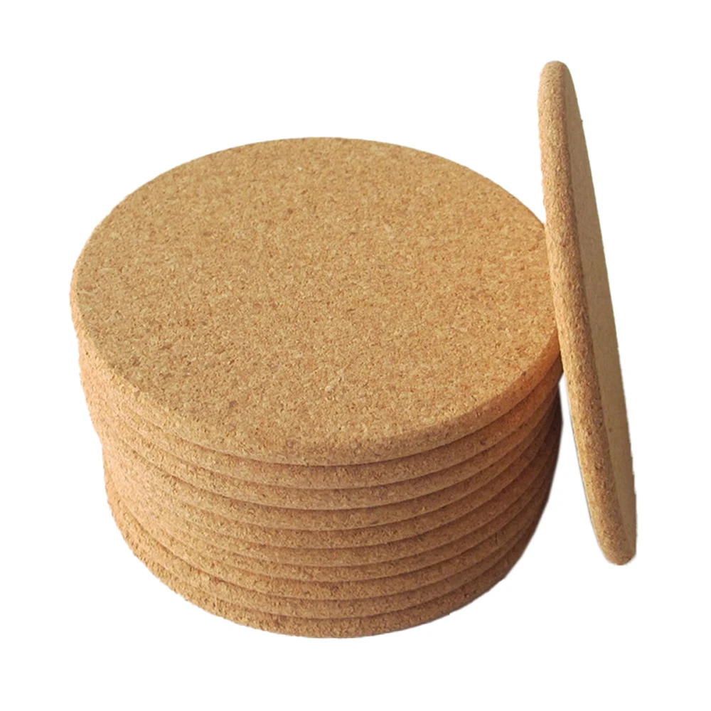 

10pcs Handy Round Cork Coasters Diameter 3.9" for Drinks Wine Drink Tea Coffee Mug Cup Tableware Coaster Wooden Mat Table Pad