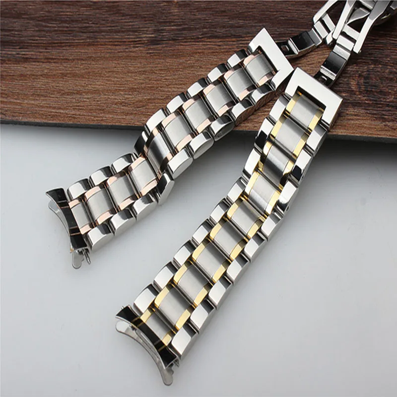 13 17 18 20 22 24 mm watch strap stainless steel rose gold silver bracelet Tiangang curved butterfly buckle bracelet For Dayjust