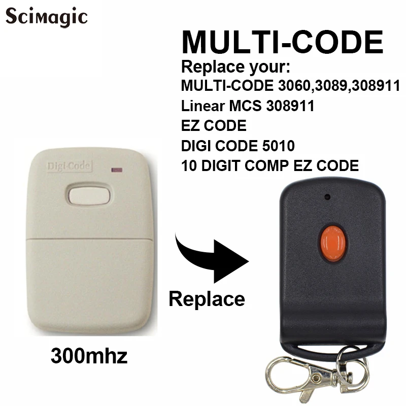 Newest Remote Garage Transmitter for MultiCode 3060 300Mhz 3089 4120 Linear 10 Dip