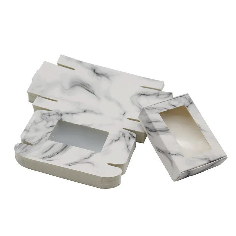 8.5*6*2cm&9*6*2.5cm Marble Style Paper Wedding Favor Gift Boxes Recyclable Windows Kraft Packaging Carton