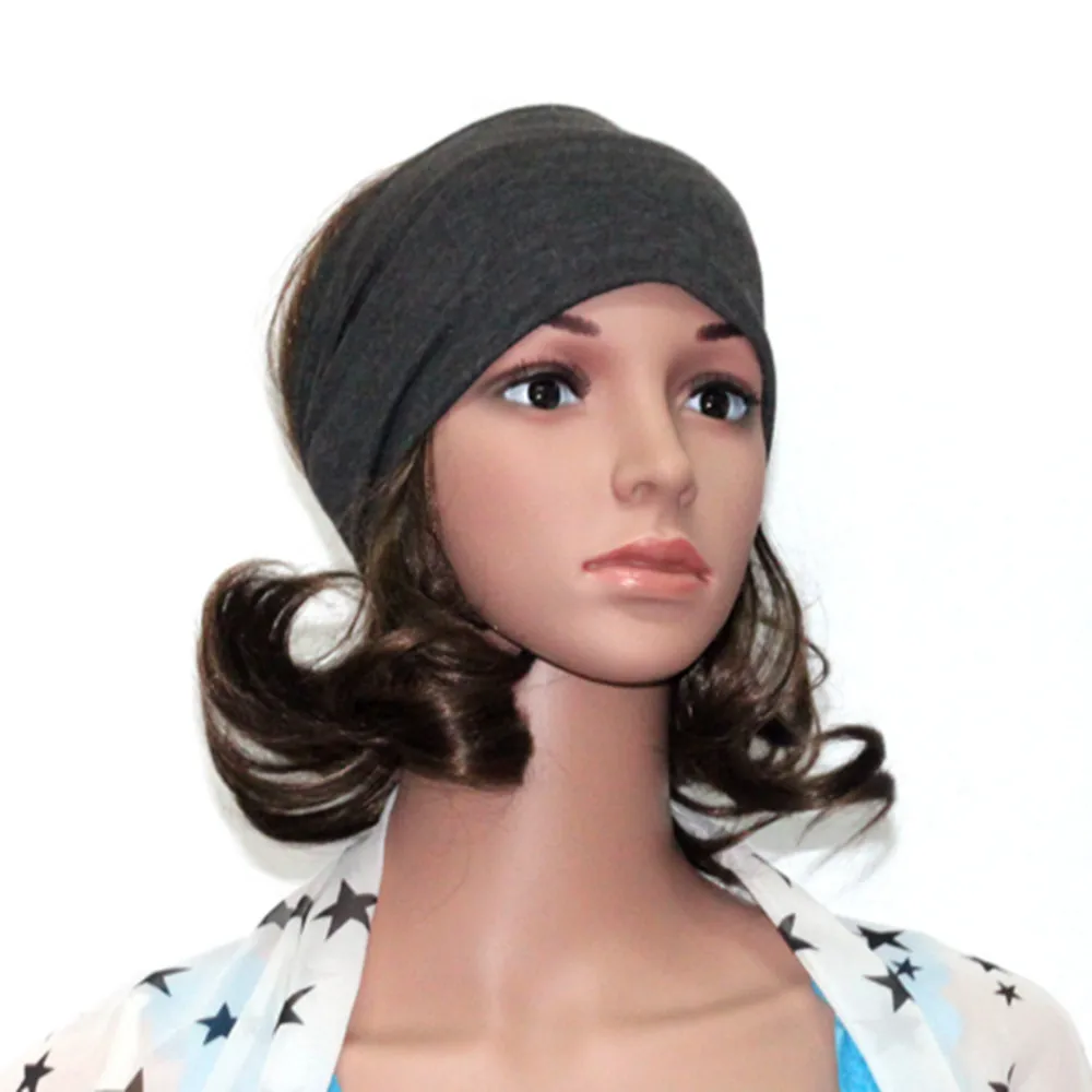 Phụ Nữ Hai Lớp Cotton Đầu Mũ Headwrap Thể Thao Băng Đô Cài Tóc Turban Gọng H004