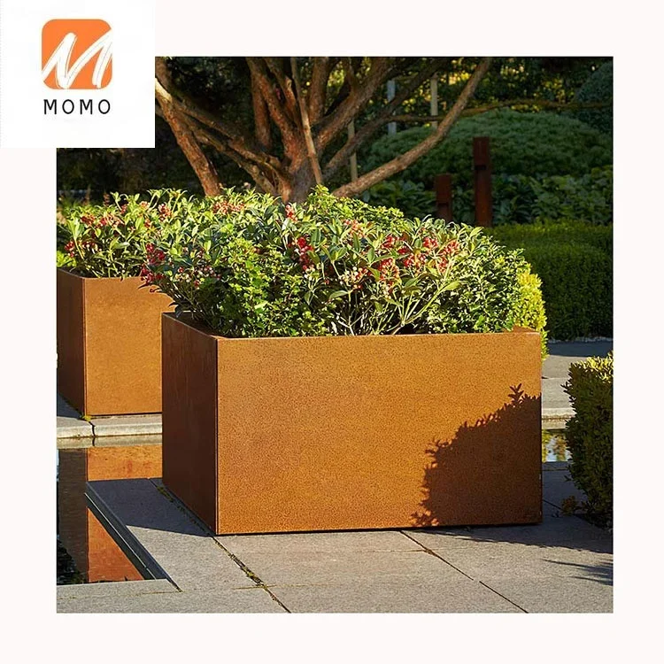 Corten Steel Flower Pot  Large  Vertical Planter  Corten Steel Garden Edging round corten steel planter