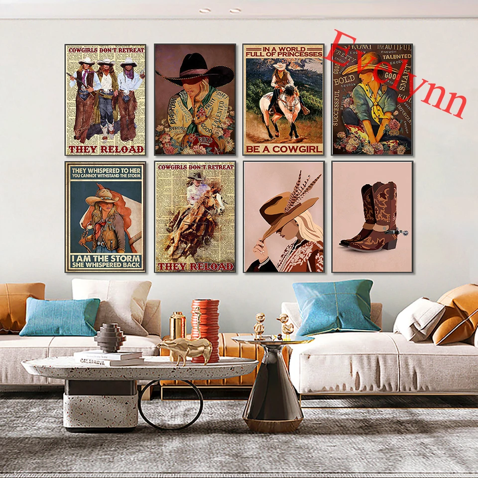 

They Whispered To Her Poster, Cowgirl Vintage Poster, Cowgirl Wall Art Print, Cowgirl Boots, Western Poster,Home Decor Canvas