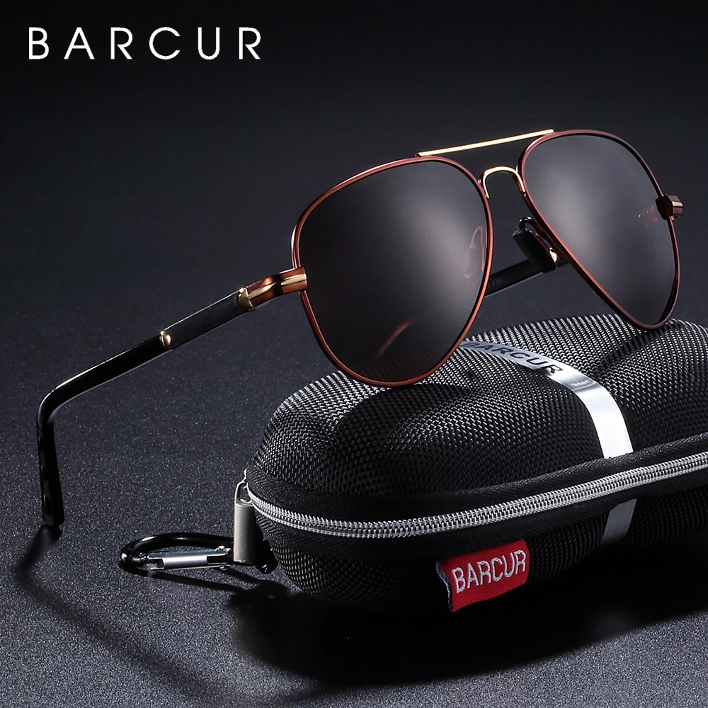 BARCUR Men Classic Pilot Sunglasses Polarized Aluminum Driving Sun glasses Luxury Shades UV400 Protection Eyewear