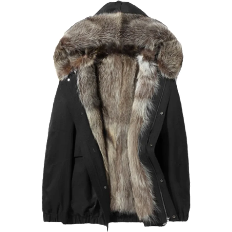 Roupas de inverno Parka Faux Fur Forro Casaco Jaqueta Homens Com Capuz Casacos Casacos Engrossar Quente Masculino Jaqueta De Couro Chaqueta Y133